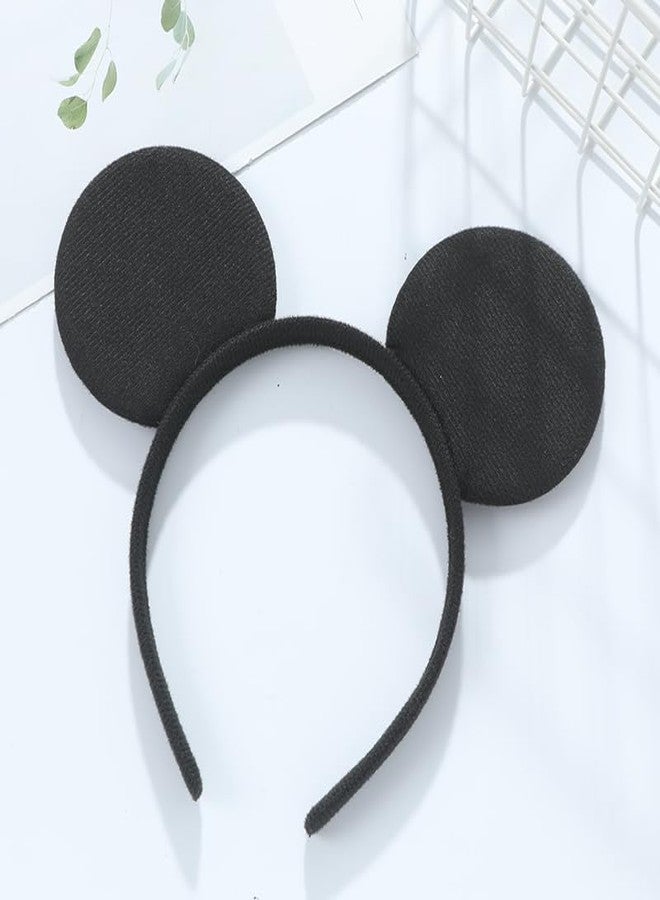 winvin Set of 24 Mouse Costume Deluxe Fabric Ears Headband White Polka Dots Bow Boys Girls Birthday Party Hairs Accessories Baby Shower Headwear Halloween Party Favors Decorations (Blue) - Image 5